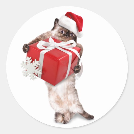 KERST STICKERS ENVELOP SEAL CAT W/ PACKAGE (Voorkant)