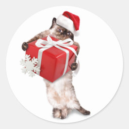 KERST STICKERS ENVELOP SEAL CAT W/ PACKAGE