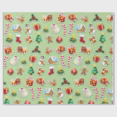 Kerst stickers Festive Pattern Cadeaupapier (Vlak)