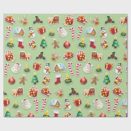 Kerst stickers Festive Pattern Cadeaupapier (Vlak)