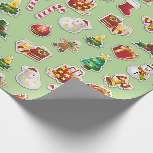 Kerst stickers Festive Pattern Cadeaupapier (Hoek)