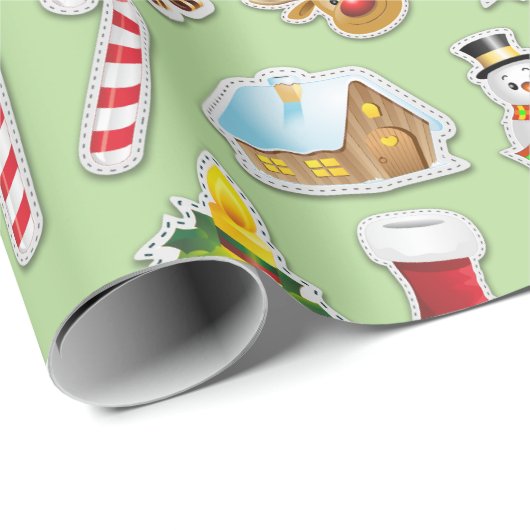 Kerst stickers Festive Pattern Cadeaupapier (Rol Hoek)