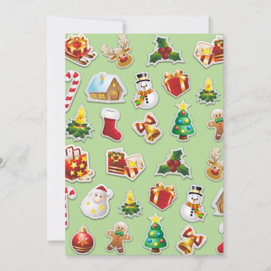 Kerst stickers Festive Pattern Feestdagenkaart (Voorkant)