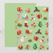 Kerst stickers Festive Pattern Feestdagenkaart (Voorkant / Achterkant)