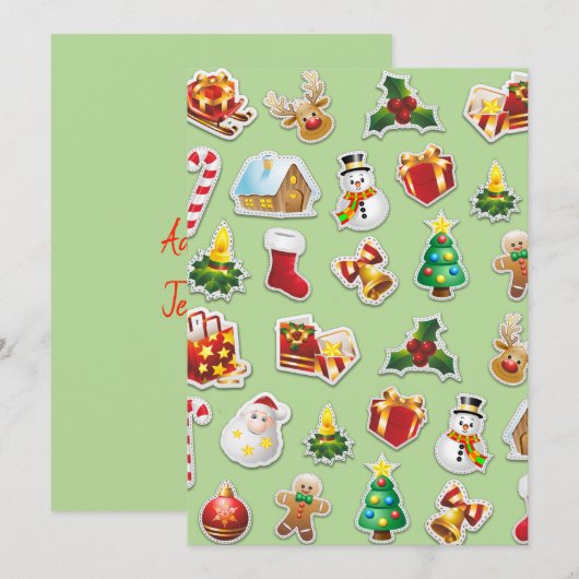 Kerst stickers Festive Pattern Feestdagenkaart (Voorkant / Achterkant)