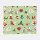 Kerst stickers Festive Pattern Fleece Deken (Voorkant (Horizontaal))