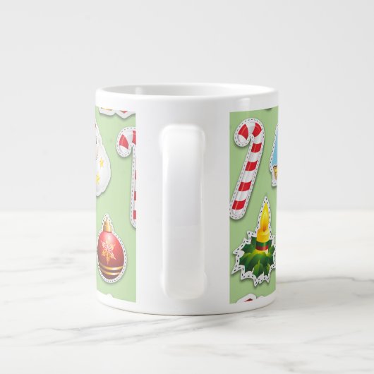 Kerst stickers Festive Pattern Grote Koffiekop (Achterkant)