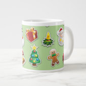 Kerst stickers Festive Pattern Grote Koffiekop (Voorkant rechts)