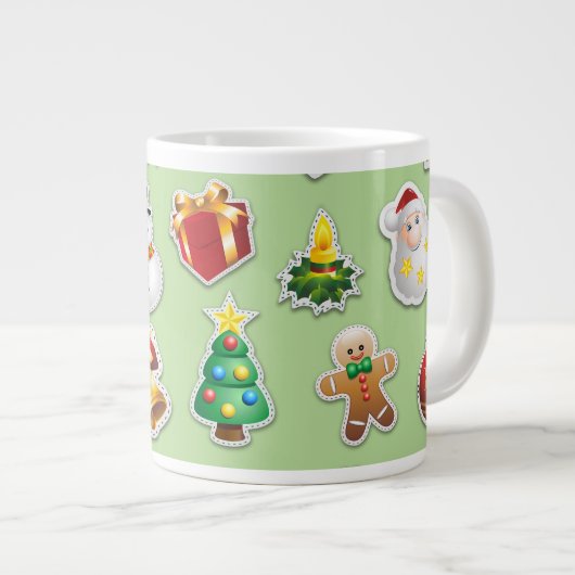 Kerst stickers Festive Pattern Grote Koffiekop (Voorkant rechts)