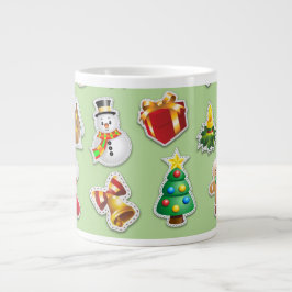 Kerst stickers Festive Pattern Grote Koffiekop