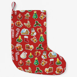 Kerst stickers Festive Pattern Kleine Kerstsok