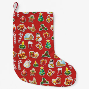 Kerst stickers Festive Pattern Kleine Kerstsok