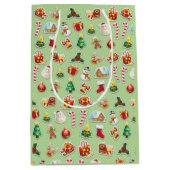 Kerst stickers Festive Pattern Medium Cadeauzakje (Voorkant)