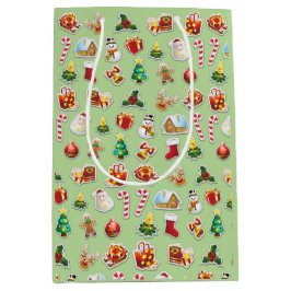 Kerst stickers Festive Pattern Medium Cadeauzakje