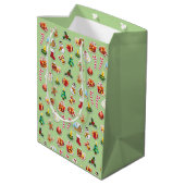 Kerst stickers Festive Pattern Medium Cadeauzakje (Achterkant Gekanteld)