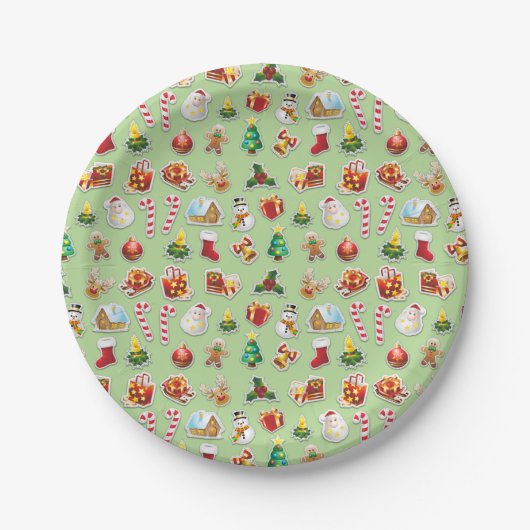 Kerst stickers Festive Pattern Papieren Bordje (Voorkant)