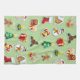 Kerst stickers Festive Pattern Theedoek