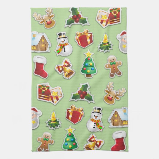 Kerst stickers Festive Pattern Theedoek (Verticaal)