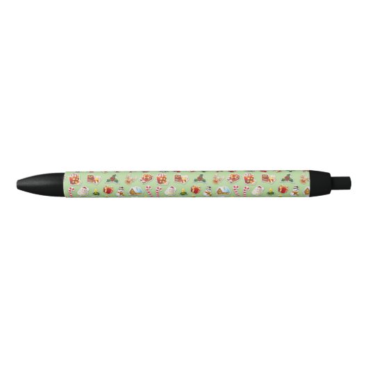 Kerst stickers Festive Pattern Zwarte Inkt Pen (Voorkant)