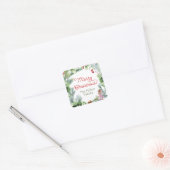 Kerst stickers, groenvoedergewassen en bessen, met vierkante sticker (Envelop)