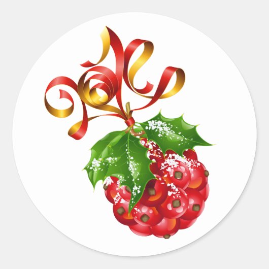 Kerst stickers-Holly Ball Ronde Sticker (Voorkant)
