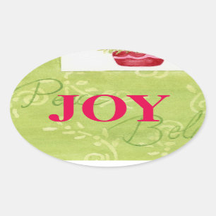 Kerst stickers Joy Bold en Beauful Oval