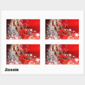 Kerst stickers/Kerstman en rendier Rechthoekige Sticker (Vel)