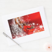 Kerst stickers/Kerstman en rendier Rechthoekige Sticker (Envelop)