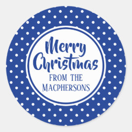 Kerst stickers met blauwe pokstippen
