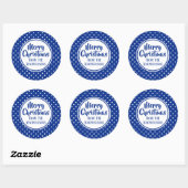 Kerst stickers met blauwe pokstippen (Vel)