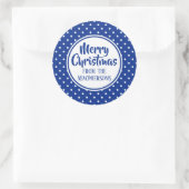 Kerst stickers met blauwe pokstippen (Tas)