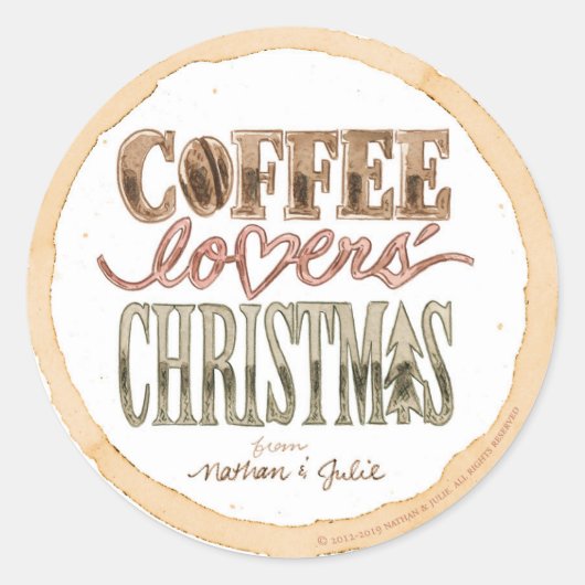 Kerst stickers met glanzende koffie (Voorkant)