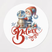 Kerst stickers met knappe gnoom en sneeuwpop (Design 2)