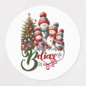 Kerst stickers met knappe gnoom en sneeuwpop (Design 1)