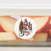 Kerst stickers met knappe gnoom en sneeuwpop (Aangebracht)
