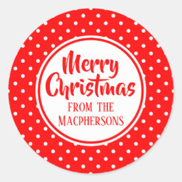 Kerst stickers met rode poka Dots