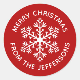 Kerst stickers met rode sneeuwvlokken