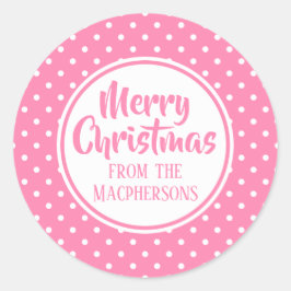 Kerst stickers met roze poladots