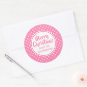 Kerst stickers met roze poladots (Envelop)