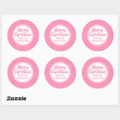 Kerst stickers met roze poladots (Vel)