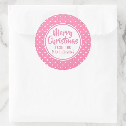 Kerst stickers met roze poladots (Tas)
