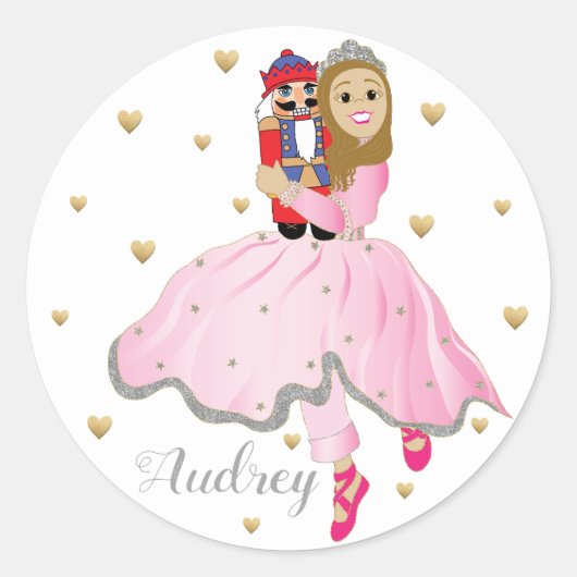 Kerst stickers Nutkraker Lt Brwn Hair Ballet (Voorkant)