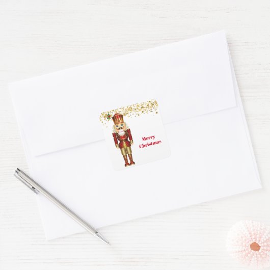 Kerst stickers-Nutrikkraker Vierkante Sticker (Envelop)