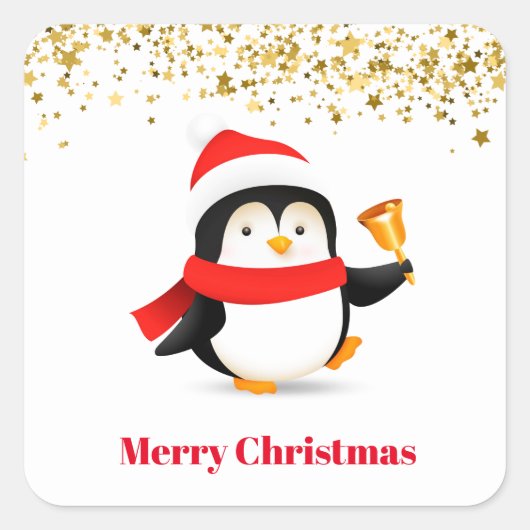 Kerst stickers-Penguin Square Sticker (Voorkant)