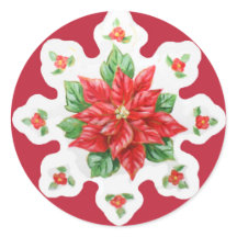 Kerst stickers Poinsettia