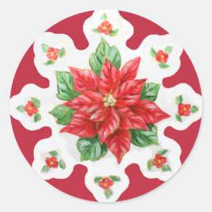 kerst stickers Poinsettia