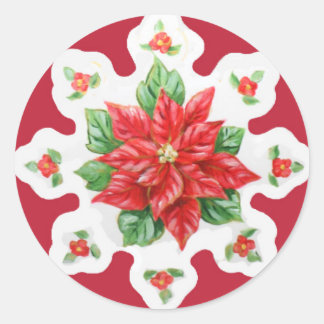 Kerst stickers Poinsettia