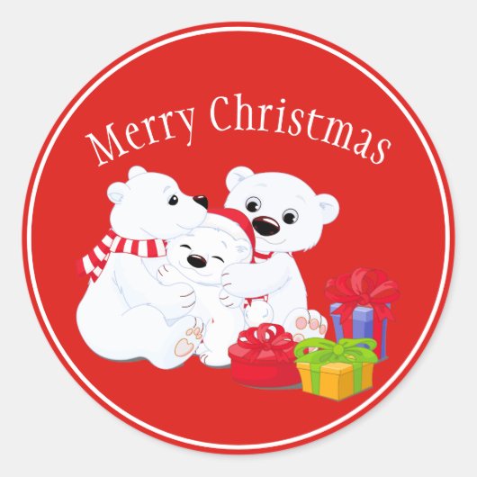 Kerst stickers-Polaire Beren Ronde Sticker (Voorkant)