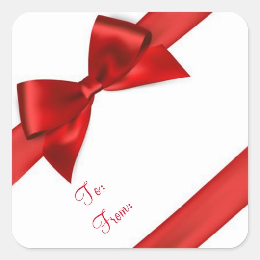 Kerst stickers/rode bogen vierkante sticker (Voorkant)