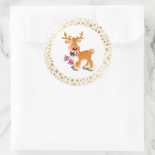 Kerst stickers-Rudolph Ronde Sticker (Tas)